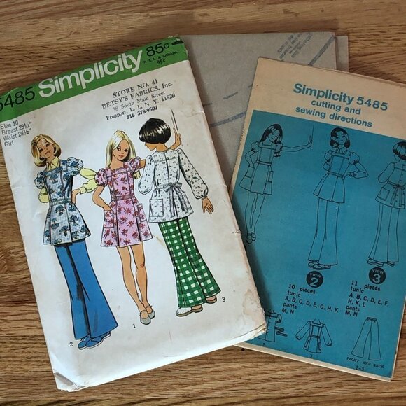 SIMPLICITY 1970's Girls Sewing Patterns Lot 3 Size 10 Pant Skirt Dress Tunic - Picture 2 of 10